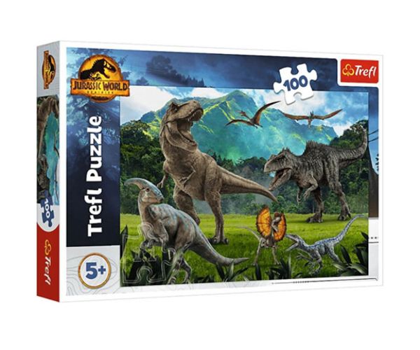 Jurassic World: Puzzle cu 100 de piese cu dinozauri din Jurassic Park - Trefl