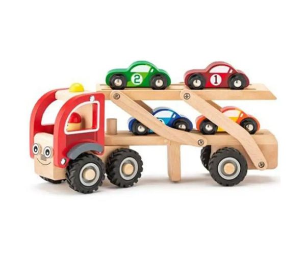 Din lemn transport auto set de joacă cu mașinuțe - Woodyland