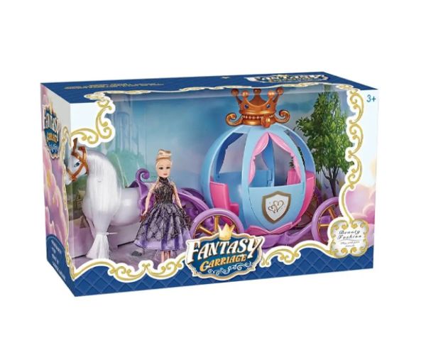 Fantasy Zână de poveste trăsură cu cal și păpușă