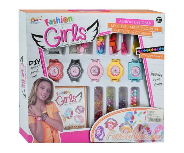 Fashion Girls: Set de mărgele pentru ceasuri cu mărgele colorate, 5 ceasuri si accesorii
