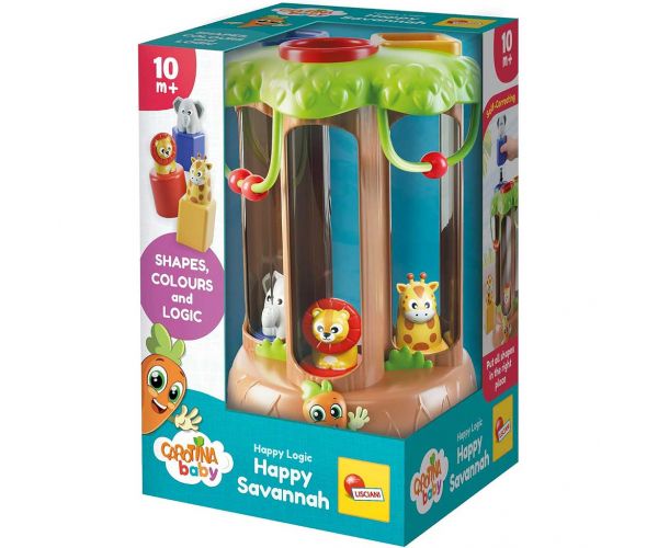 Carotina Baby: Happy Logic Joc de recunoaștere a formelor cu animale din savană - Lisciani
