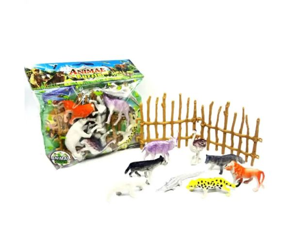 Pachet figurină animale sălbatice cu gard
