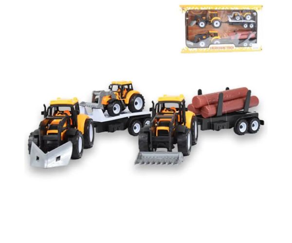Engineering Truck: Set de mașini de lucru două părți cu transportor de bușteni și tractor cu remorcă