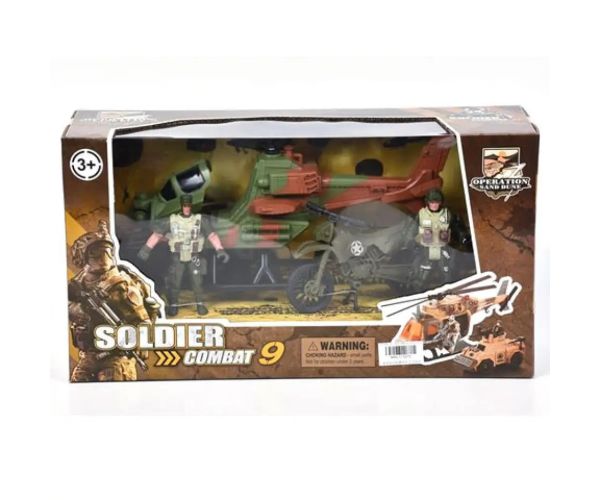 Set de joacă militar cu motor și elicopter