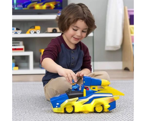 Paw Patrol Mighty Pups: Chase Deluxe vehicul cu sunete și lumini - Spin Master