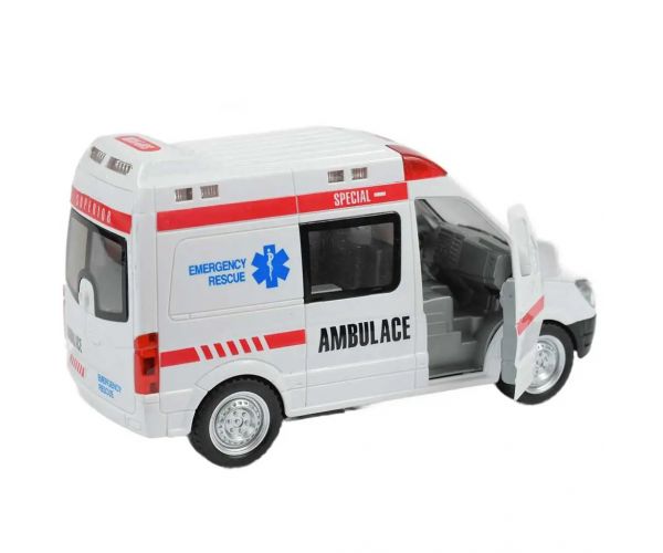 Ambulanță cu efecte de lumină cu telecomandă RC Scara 1/48 27 MHz 23cm