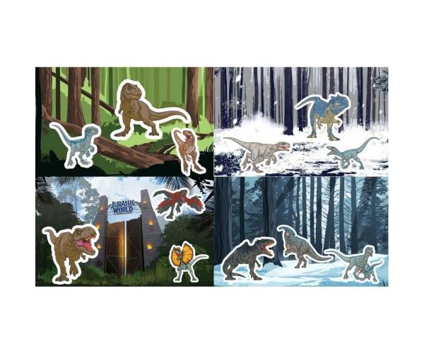 Luna: Jurassic World set de autocolante cu 140 de autocolante și 4 imagini de fundal