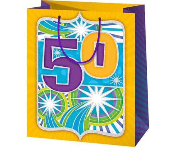 50-a aniversare pungă cadou exclusivă dimensiune normală 11x6x15cm