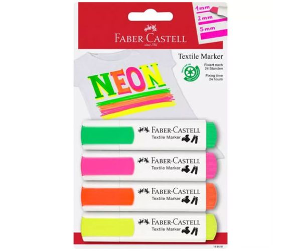 Faber-Castell: Neon culoare textil marker set 4 bucăți