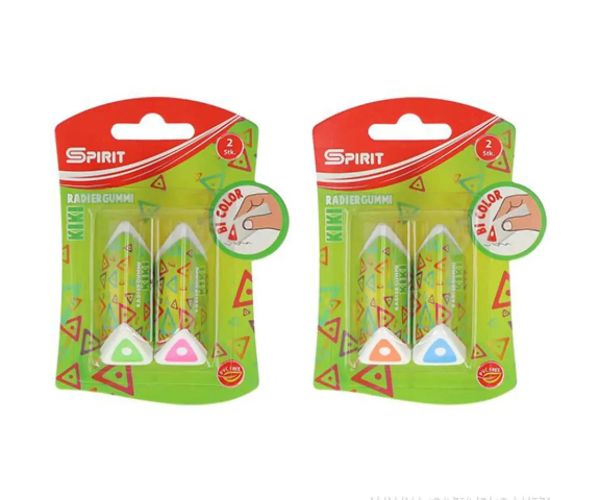 Spirit: Kiki triunghi formă radieră mai multe culori set 2 bucăți