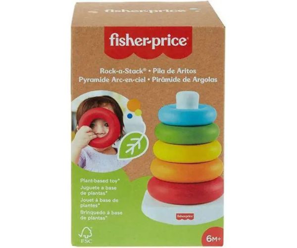 Fisher-Price: ECO colorat piramidă inele jucărie bebeluș - Mattel