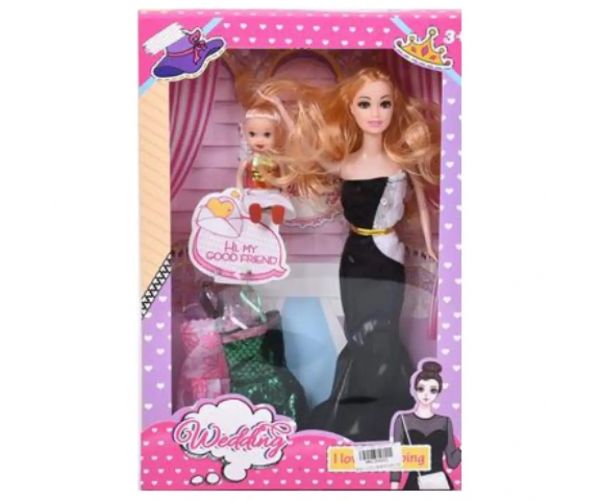 Wedding: Păpușă de modă nuntă cu păpușă copil 28cm