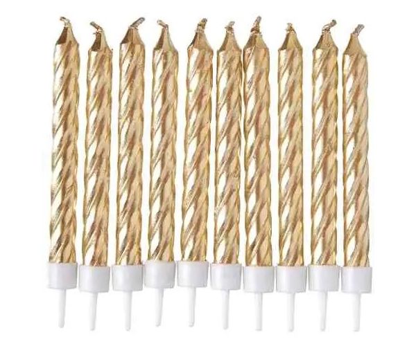 Lumânare auriu set de 10 bucăţi