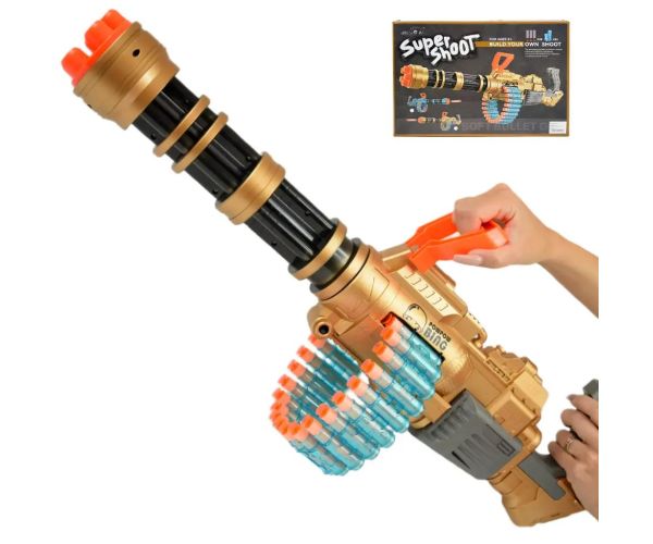 SuperShoot: Mitralieră electronică gigant cu gloanțe de burete cu cartușe și baterie de 70 cm