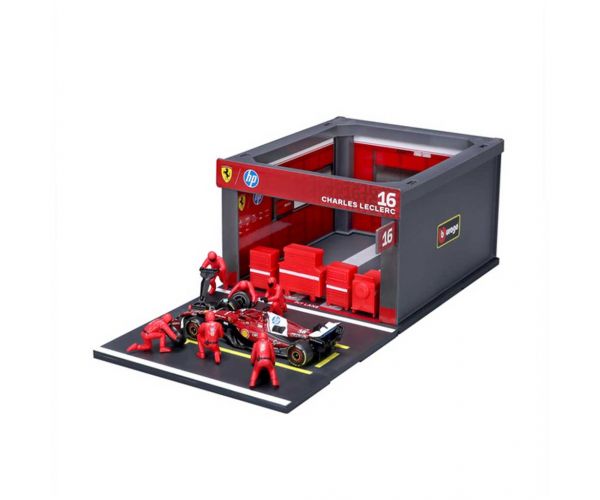 Bburago: Mașină de curse F1 - Ferrari SF-25 Pit / Charles Leclerc 1/43
