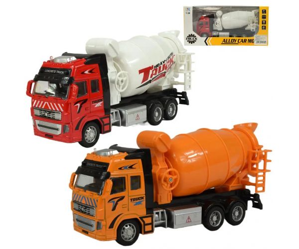 Mașină din aliaj: Camion de beton cu roți cu lumină și sunet în două variante 19cm 1buc
