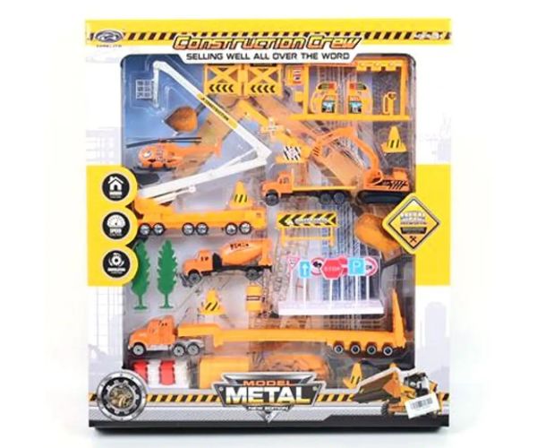 Set de joc de construcție cu elicopter, stație de benzină și accesorii