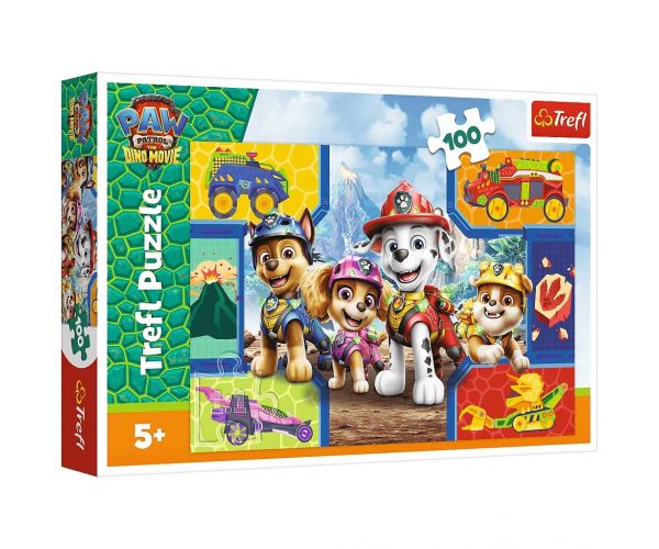 Paw Patrol Câini și dinozauri puzzle de 100 de piese - Trefl