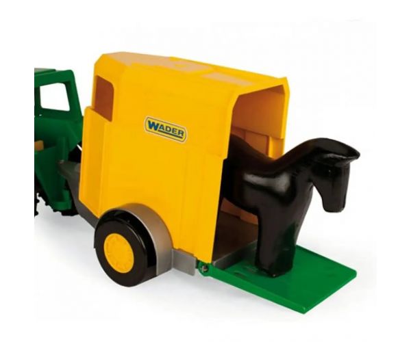 Tractor verde cu remorcă și cal 38cm - Wader