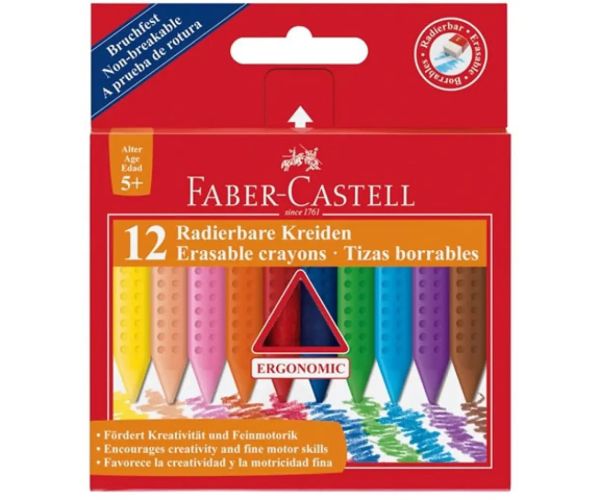 Cretă cerată set 12 bucăţi care se poate şterge - Faber-Castell