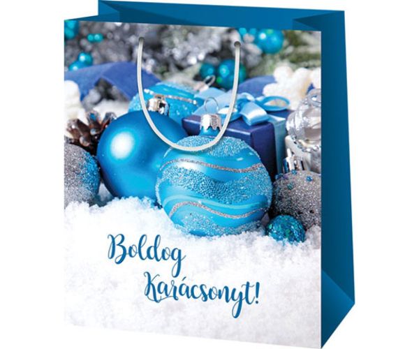 Boldog Karácsonyt! pungă cadou dimensiune medie 18x10x23cm