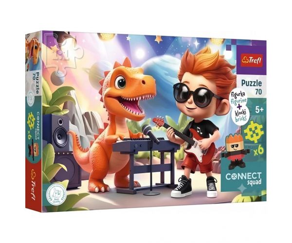 Connect Joe puzzle cu 70 de piese și 6 cuburi de construcție - Trefl