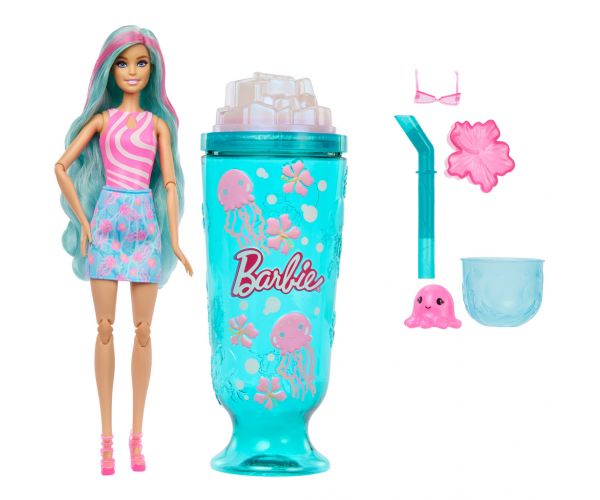 Barbie Reveal shaker parfumat serie cu păpușă cu păr turcoaz și figură de meduză - Mattel