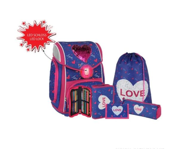 Spirit: Heart love 5 bucăți set rucsac cu accesorii și lumini LED