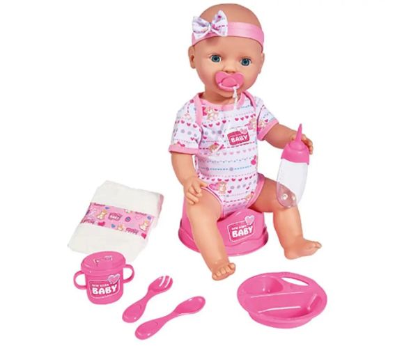 New Born Baby păpușă face pipi cu accesorii 43cm - Simba Toys