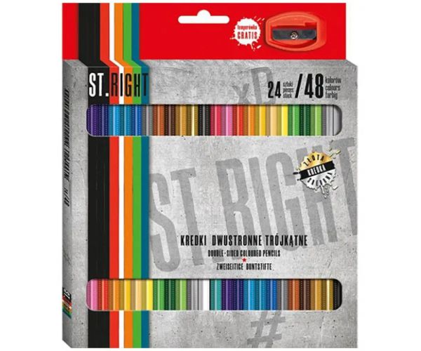 St.Right creioane colorate două capete 24 bucăți cu ascuțitoare