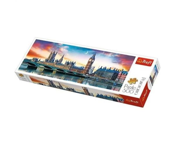 Big Ben şi Westminster Abbey, Londra puzzle Panorama 500 bucăţi - Trefl