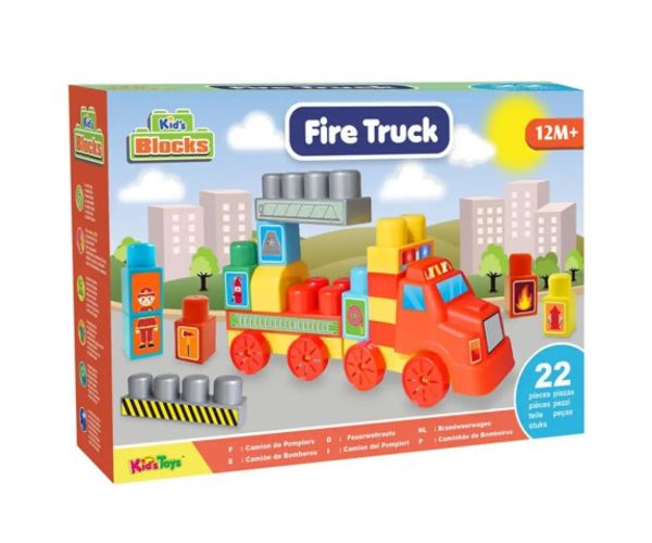 Fire Truck pompoieri set cuburi de construcții 22 bucăți