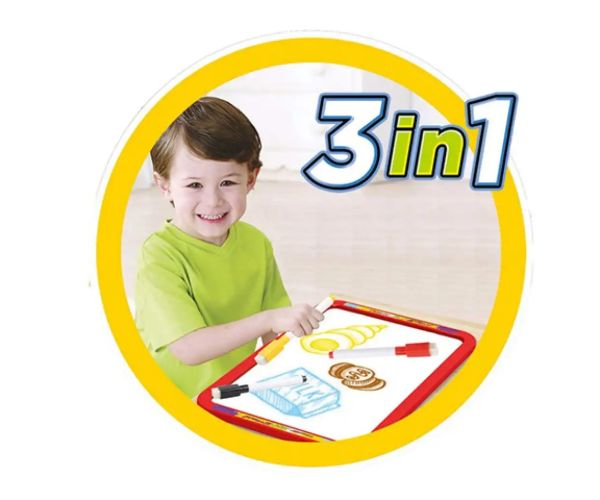 3 in 1 tablă desen două fețe culoarea albastru 40x6x59cm