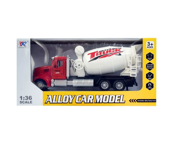 Heavy Duty Truck: Model de autobetonieră metalica cu usi care se deschid si tambur rotativ 1/36