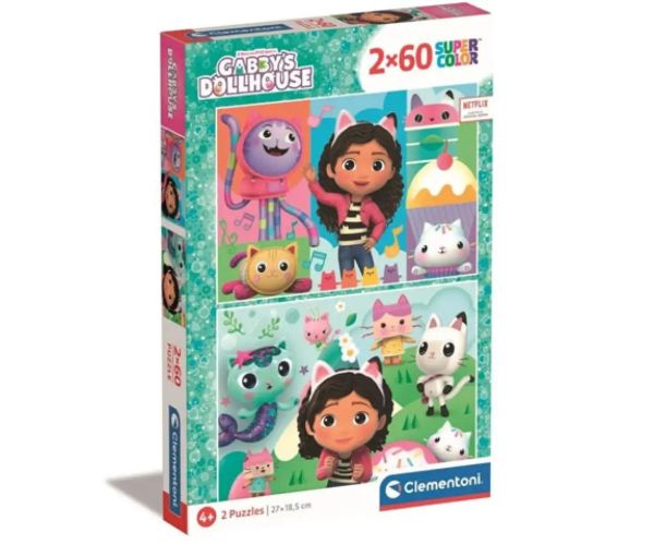 Gabbys Dollhouse Supercolor 2x60 bucăți puzzle - Clementoni