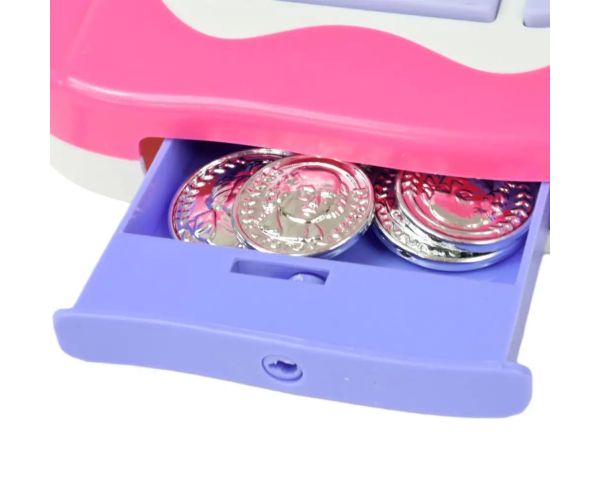 Happy Shopping: Casă de marcat alb-roz cu sunet si accesorii 20x12cm