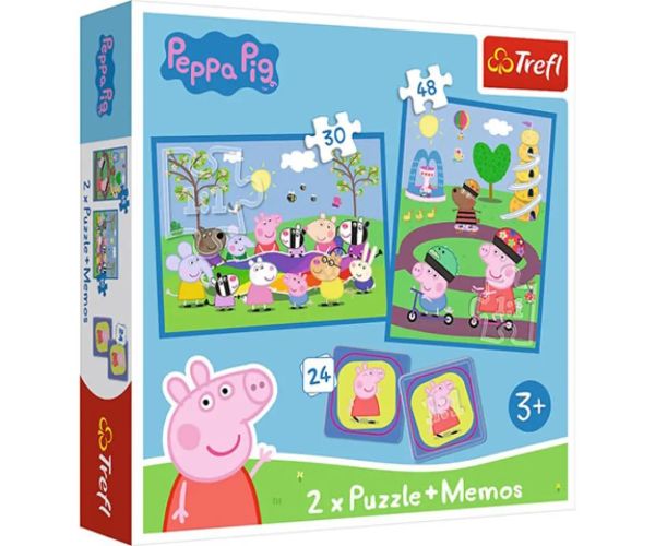 Peppa Pig 2 in 1 puzzle și joc de memorie - Trefl