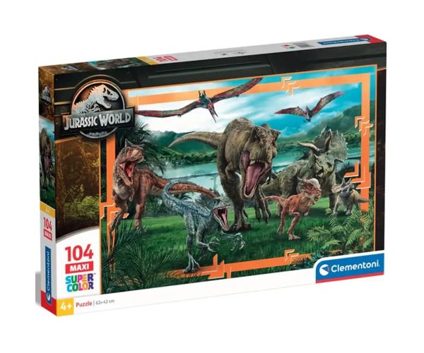 Jurassic World regatul dinozaurilor puzzle maxi supercolor de 104 bucăți - Clementoni