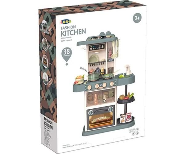 Fashion Kitchen bucătărie de joacă cu sunete și lumini 38 bucăți set în două culori