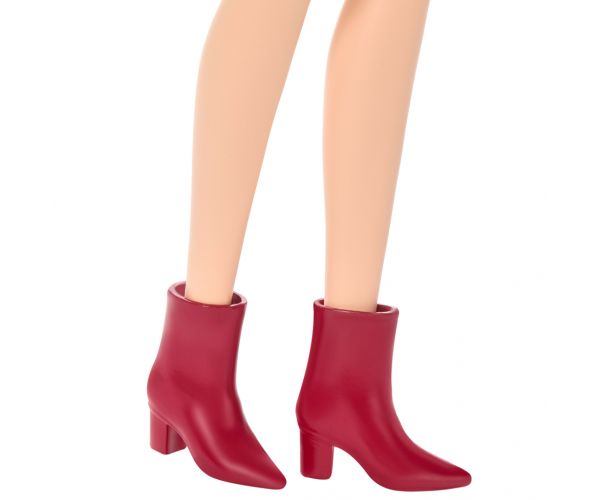 Barbie: Fashionista Prietene cu păr brunet, păpușă de modă stilată în rochie cu model de leopard – Mattel