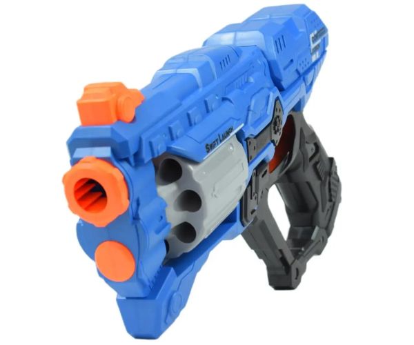 Swift Launcher: Pistol cu burete manual cu magazie rotativă si cartuse si tinta de 32 cm