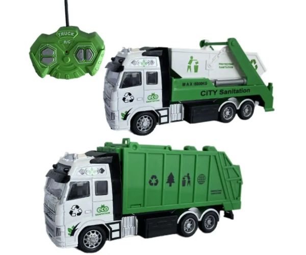 Camion de transport deșeuri sau container cu telecomandă RC cu lumină 27MHz 1/36 20cm în două versiu