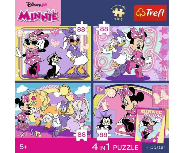 Disney Minnie Mouse - 4 x 88 bucăți Premium Plus Kids puzzle - Trefl