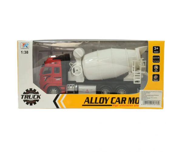 Mașină din aliaj: Camion de beton cu roți cu lumină și sunet în două variante 19cm 1buc