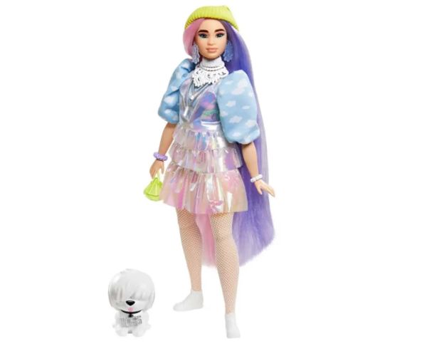Barbie Extra: Păpușă în rochie strălucitoare, cu animal de companie - Mattel