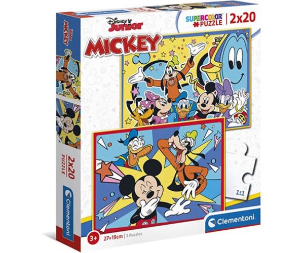 Mickey Mouse și prietenii Supercolor 2 in 1 puzzle 2x20 bucăți - Clementoni