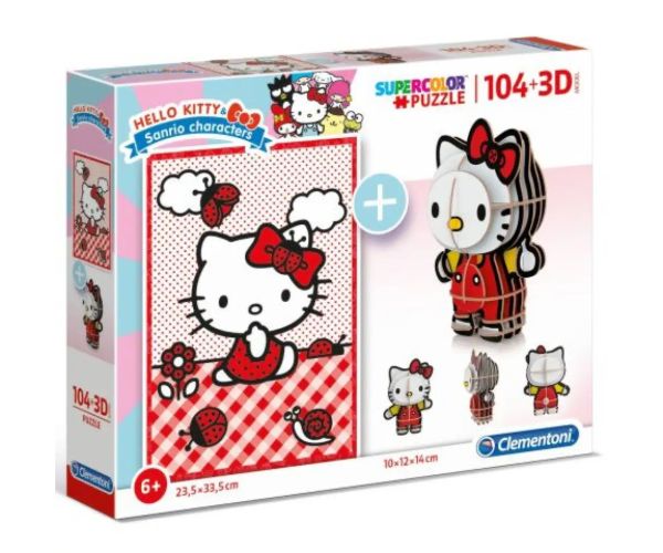 Clementoni: Hello Kitty 2in1 104 bucăți puzzle și figurină model