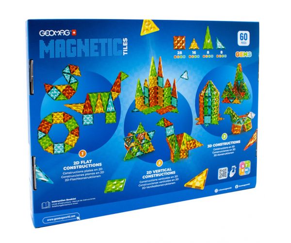 Geomag Magnetic Tiles Gems 60 de piese joc de construcție magnetic