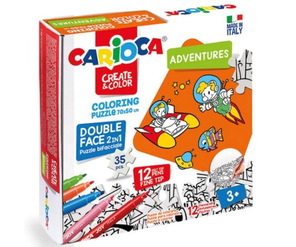 Aventuri puzzle care se poate colora cu 12 bucăți de marker - Carioca