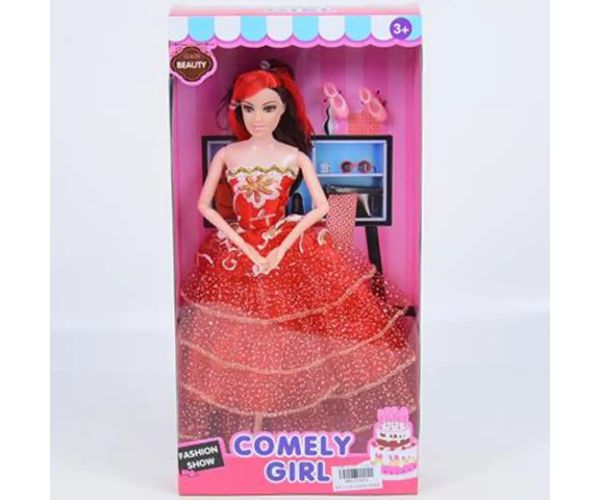 Comely Girl 28cm păpușă de modă în haină culoarea roșie cu accesorii